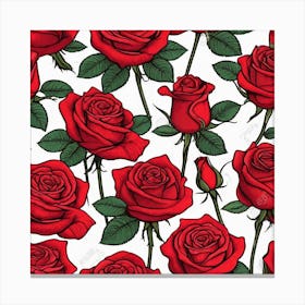 Red Roses Seamless Pattern 8 Canvas Print