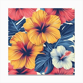 Hibiscus Seamless Pattern Canvas Print