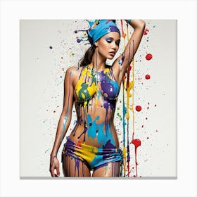 Beautiful Woman With Paint Splatters Canvas Print