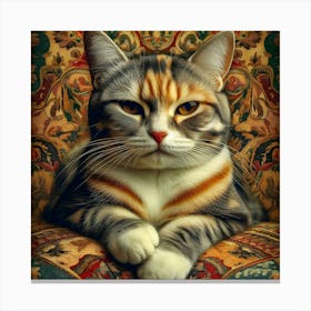 Cat On Sofa Canvas Print