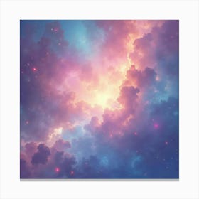 Radiant Watercolor Nebula With Soft Celestial Hues 1 Canvas Print