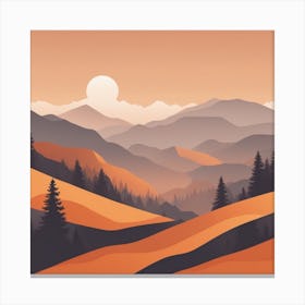 Misty mountains background in orange tone 56 Canvas Print