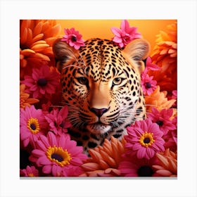Leopard In Flowers 6 Canvas Print