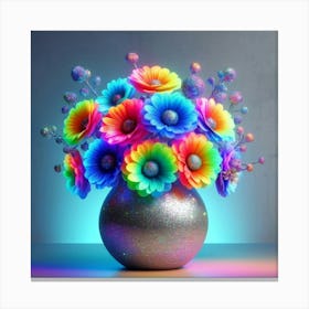 Rainbow Flowers In A Vase Canvas Print