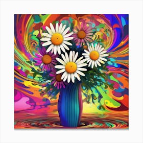 A Daisy Flowers Vase Art 10 Canvas Print