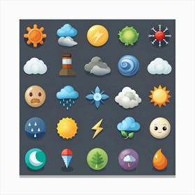 Weather Icon Set 1 Canvas Print