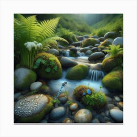 Dragonfly In The Stream Canvas Print