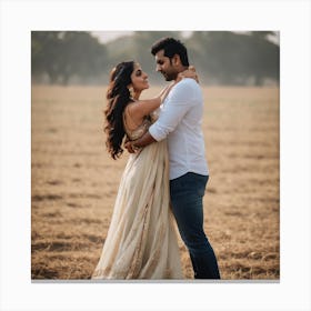 Couple In A Field Canvas Print