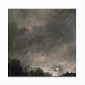 Moonlight Over A Village Canvas Print