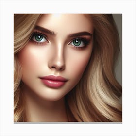 Beautiful Woman With Green Eyes Canvas Print