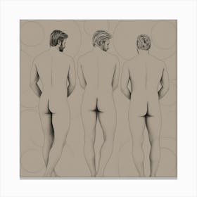 Three Nude Men Draving Canvas Print