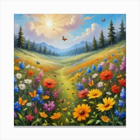 Nature Meadow paintings art print Canvas Print