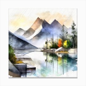 Firefly An Illustration Of A Beautiful Majestic Cinematic Tranquil Mountain Landscape In Neutral Col 2023 11 23t001051 Canvas Print