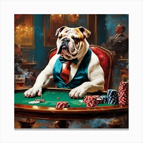 Bulldog At The Poker Table 2 Canvas Print