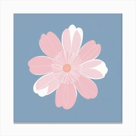 A White And Pink Flower In Minimalist Style Square Composition 251 Canvas Print