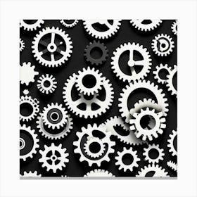 Gears On A Black Background 20 Canvas Print