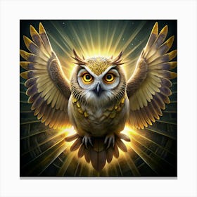 Golden Owl With Wings Spread Canvas Print