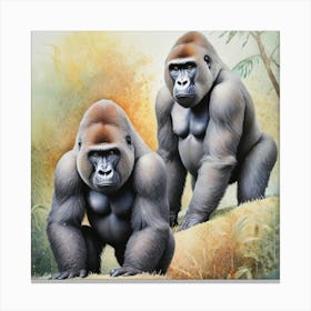 Two Gorillas inJungle Canvas Print