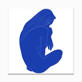 T14 Blue Nude Square Canvas Print
