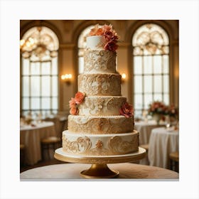 Gold Wedding Cake 2 Canvas Print