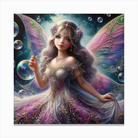 Fairy Child Plyaing With Bubbles 2 Canvas Print