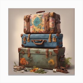 Vintage Suitcases Luggage Gone Wild ( Bohemian Design ) Canvas Print