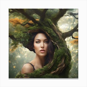 Beautiful Woman In The Forest Canvas Print