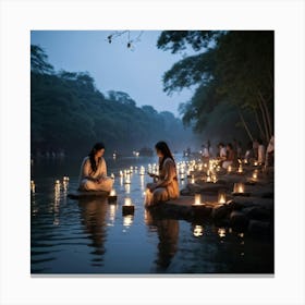 A Spiritual Light Festival Imbued With The Essence Of Faith Glow Of Sacred Lanterns Adorning An Anc (3) Canvas Print