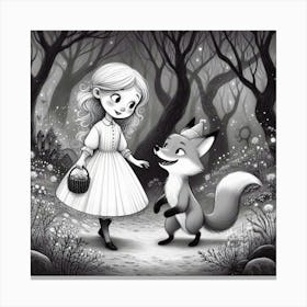 Girl and fox Canvas Print