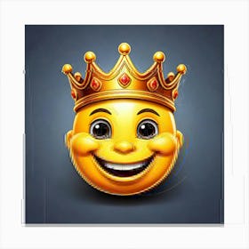 Firefly Emoji, Smiley, Face, Crown, Detailed, Realistic, Gray, Background, Royalty, Happy, Expressio (10) Canvas Print