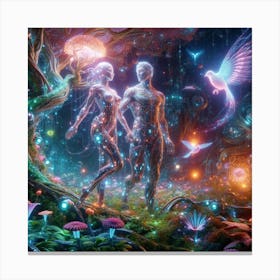 Psychedelic Couple In The Forest Canvas Print