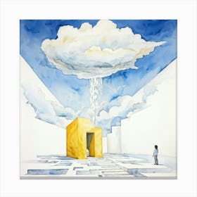 Watercolor Of A Cumulus Cloud Personified As A Dream Weaver Surrounded By Empty Space A Levitating (6) Canvas Print