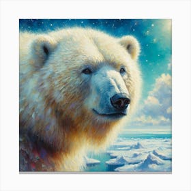 Polar Bear In The Snow Canvas Print
