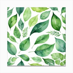 Illustrative Albedo Watercolor Green Leaves Art 3 Canvas Print