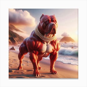 Pitbull On The Beach Canvas Print