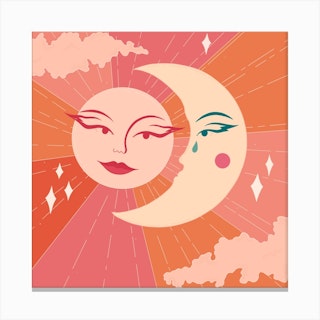 Celestial Love In The Day Square Canvas Print