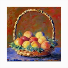 Basket Of Peaches Canvas Print