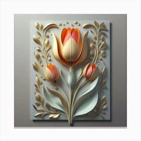 Decorated paper and tulip flower Canvas Print