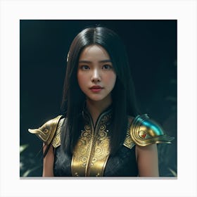 Chinese Girl In Armor Canvas Print