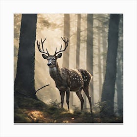 Deer In The Forest Haze Ultra Detailed Film Photography Light Leaks Larry Bud Melman Trending (58) Canvas Print