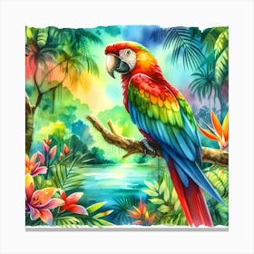 Parrot In The Jungle Canvas Print