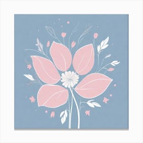 A White And Pink Flower In Minimalist Style Square Composition 482 Canvas Print