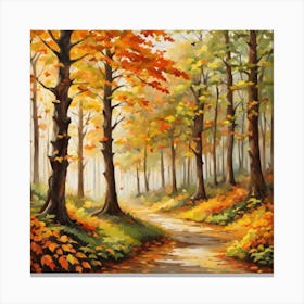 Forest In Autumn In Minimalist Style Square Composition 345 Canvas Print