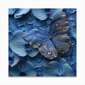 Blue Orchids And Butterflies Canvas Print