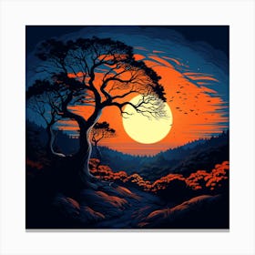 Tree At Sunset Canvas Print