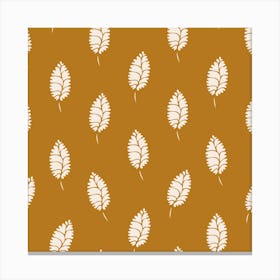 Off White Leaves on Gold Background Canvas Print