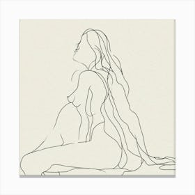 Nude Woman Line Drawing Abstract Canvas Print