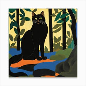 Black Cat In The Forest Canvas Print