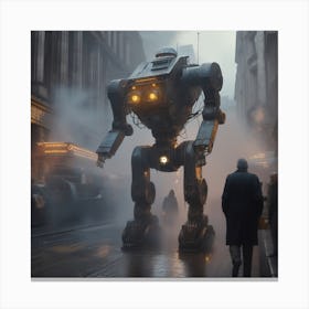 Giant Robot In A City 3 Canvas Print