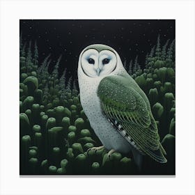 Ohara Koson Inspired Bird Painting Barn Owl 3 Square Canvas Print